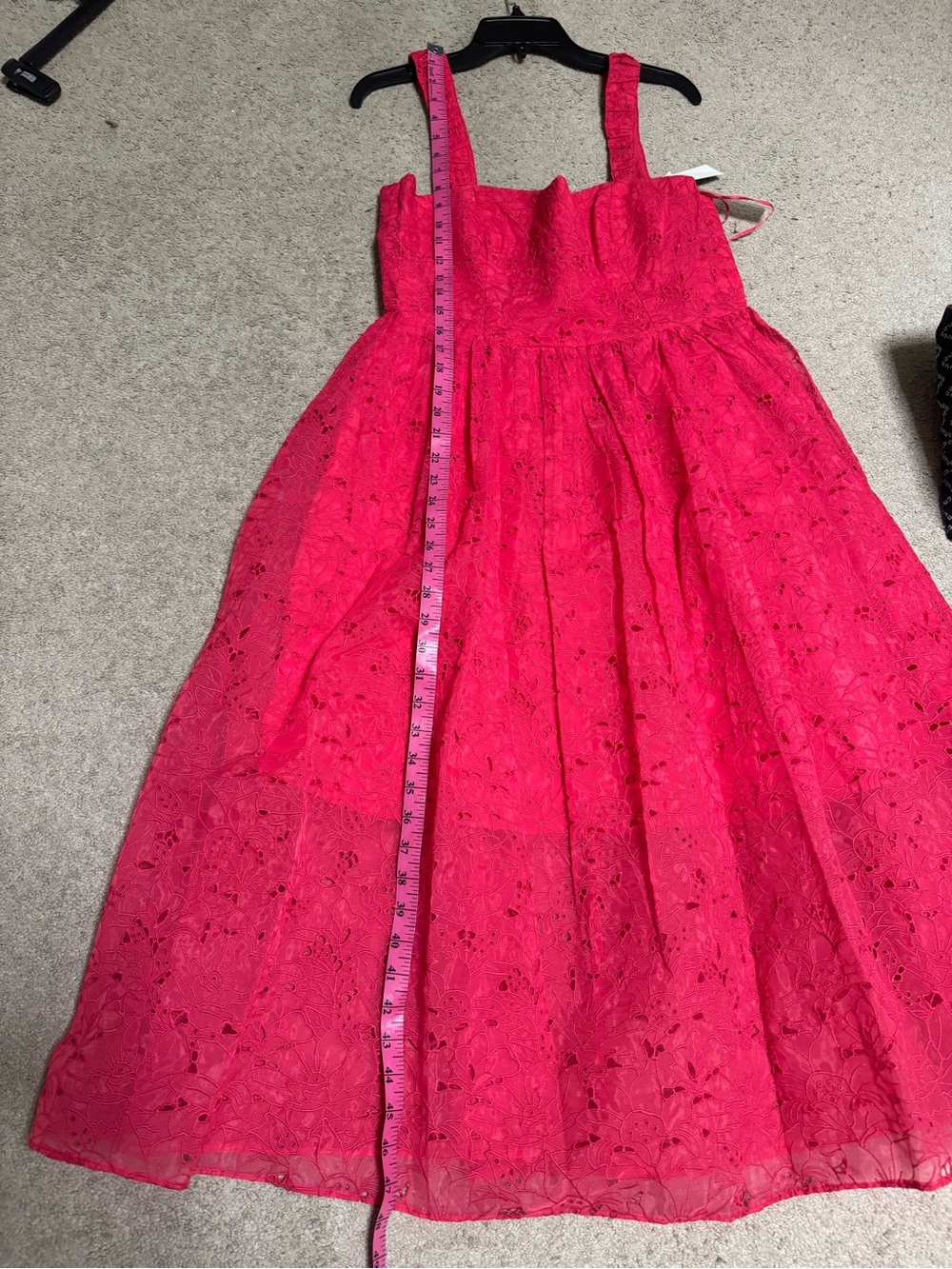 French Connection Hot Pink Lace Fit-and-Flare Dress
